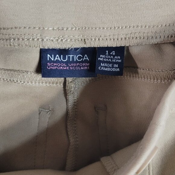 Nautica School Uniform Jeggings Khaki SZ 14 Pants Flat Front Pull On Pockets NWT - Picture 6 of 8